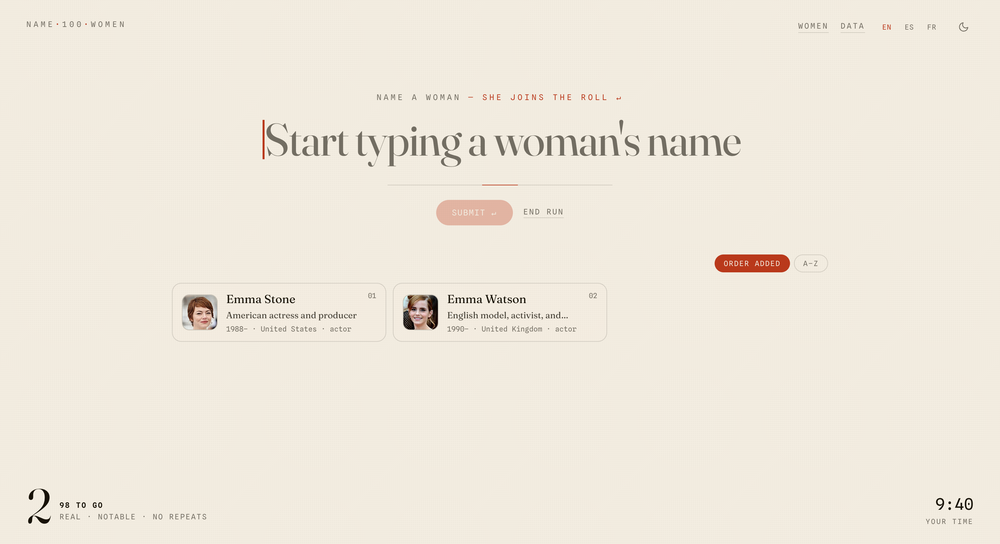 Name 100 Women