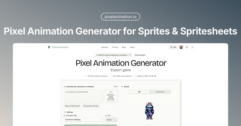 Pixel Animation Generator for Sprites & Spritesheets