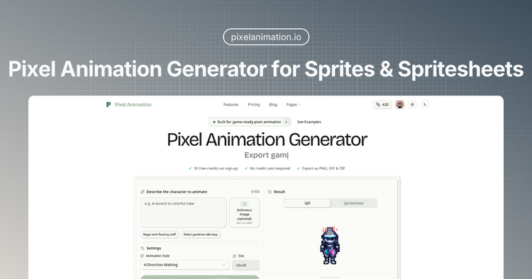 Pixel Animation Generator for Sprites & Spritesheets