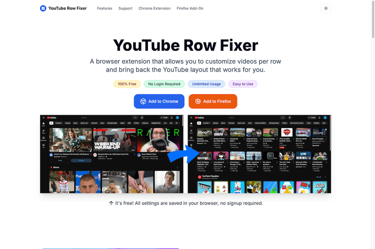 YouTube Row Fixer